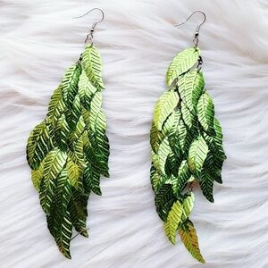 Fashion Jewelry Green Leaf Earrings
